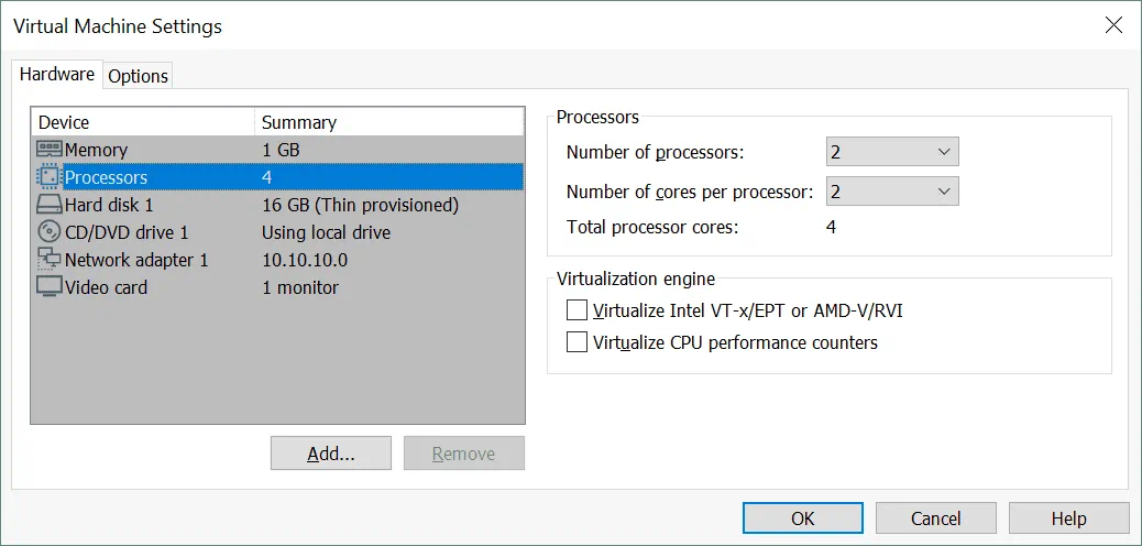 How the number of cores per CPU for vSphere VMs is displayed in VMware Workstation
