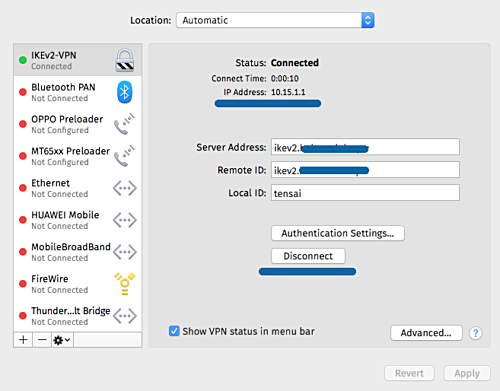 New IKEv2 VPN connection has been created