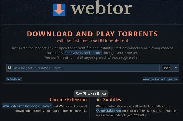 Webtor，来自国外的神器，可以在线播放磁力链接的神奇工具！-i3综合社区