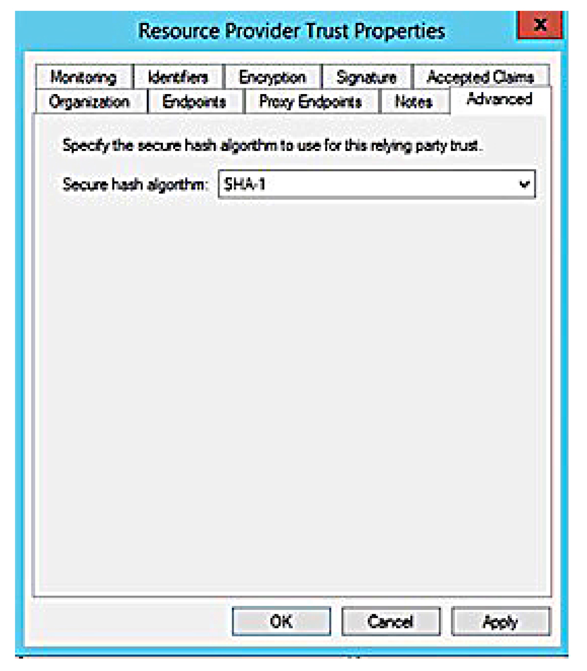 A screenshot showing the secure hash algorithm.