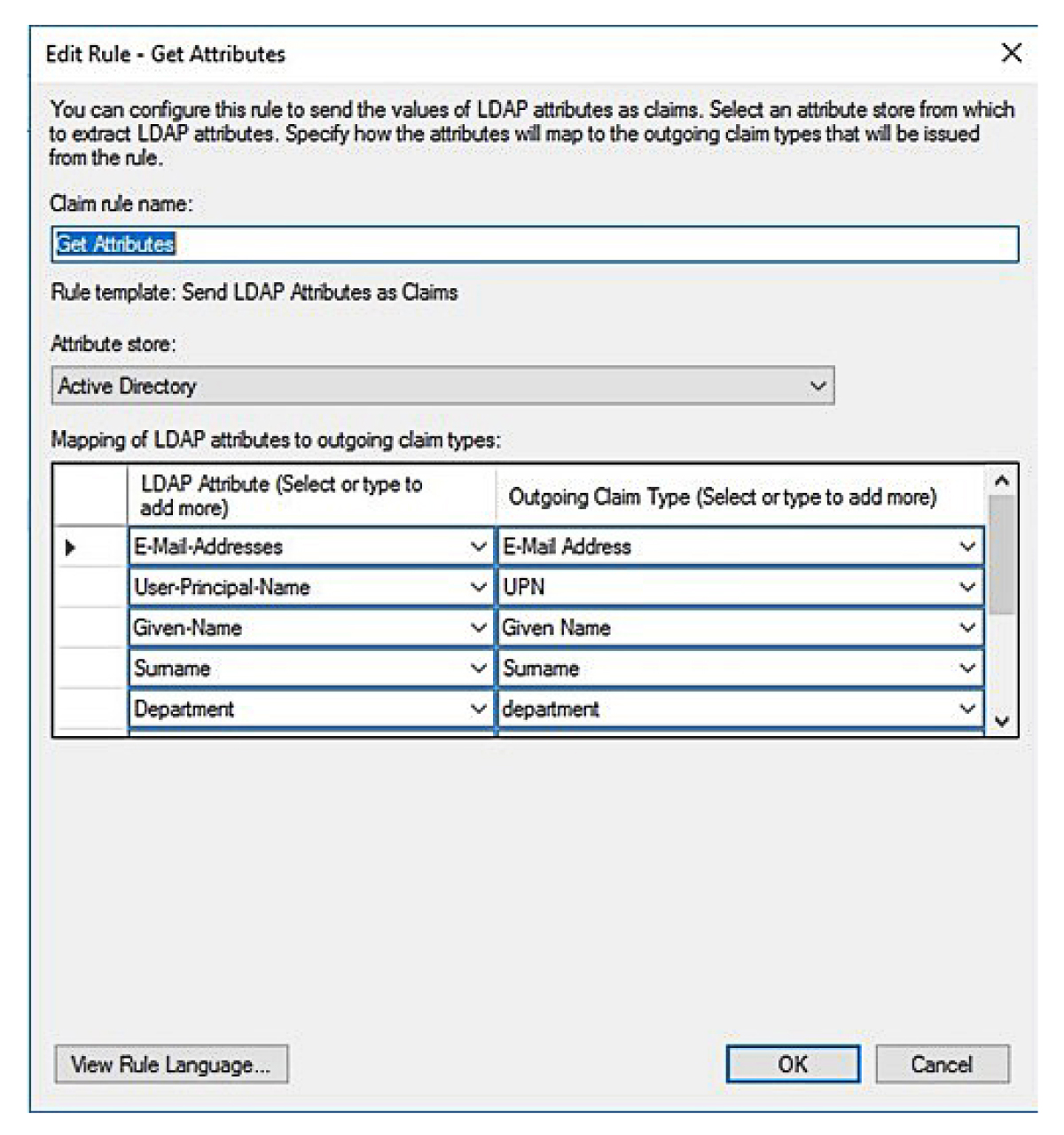 A screenshot showing the configuration of rules.