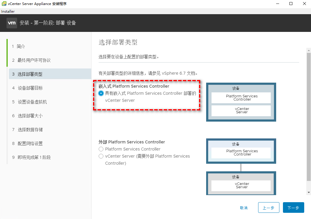 选择部署类型