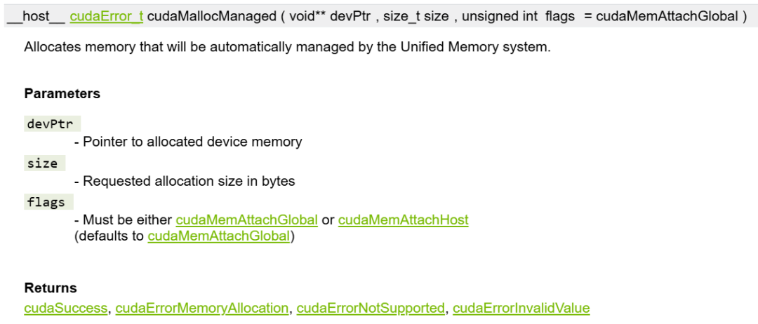 cudaMallocManaged api
