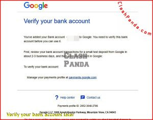 Verify your bank account later