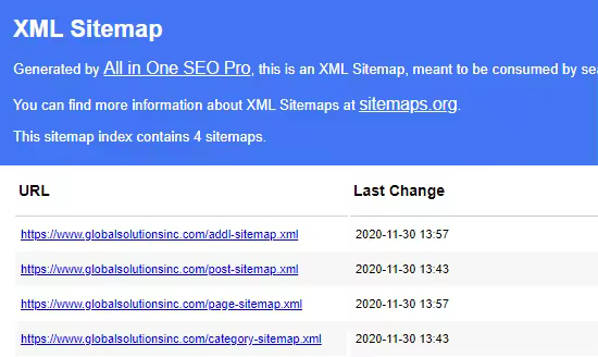 aioseo插件生成xml网站地图