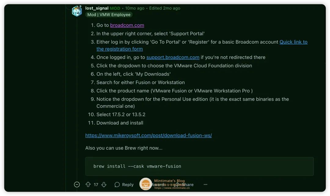 Homebrew 也支持安装 VMware